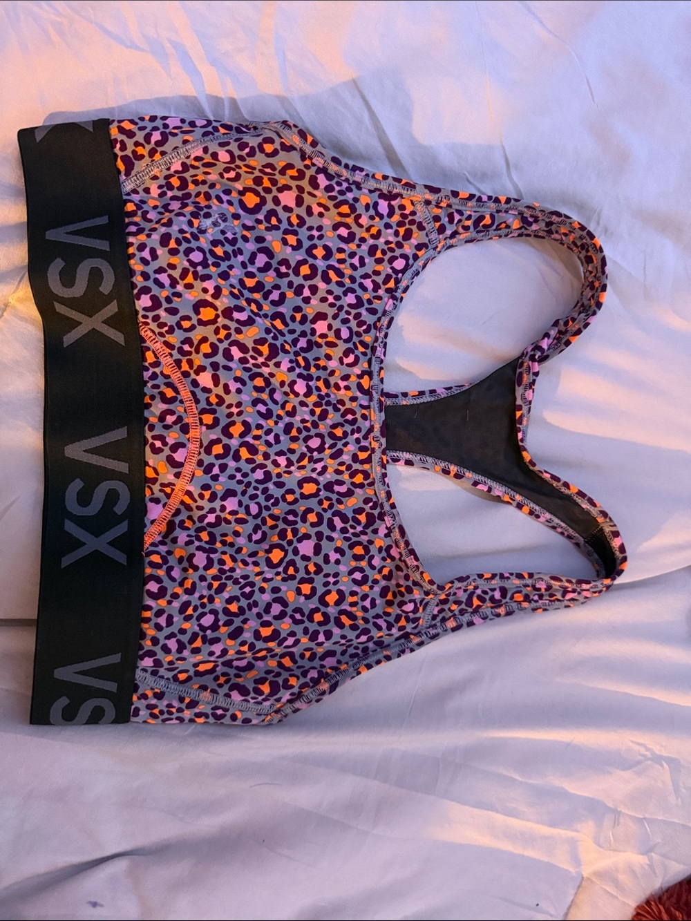 VSX Leopard-Print Racerback Swim/Sport Top - Purple & Orange